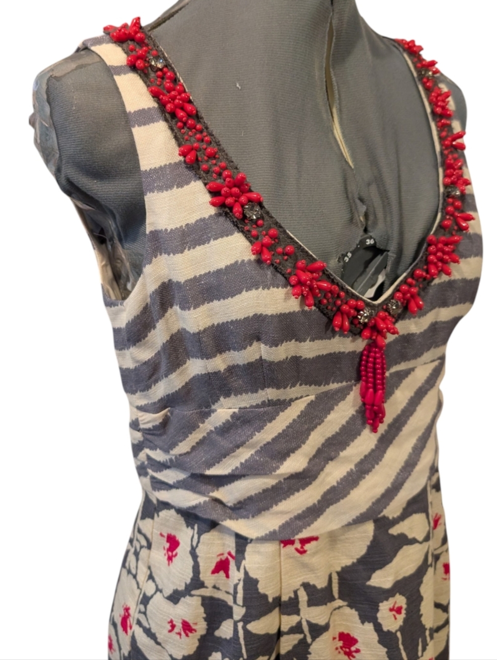 Nanette Lepore Womens Dress Silk‎ Linen Floral Beaded Size 8 NWT